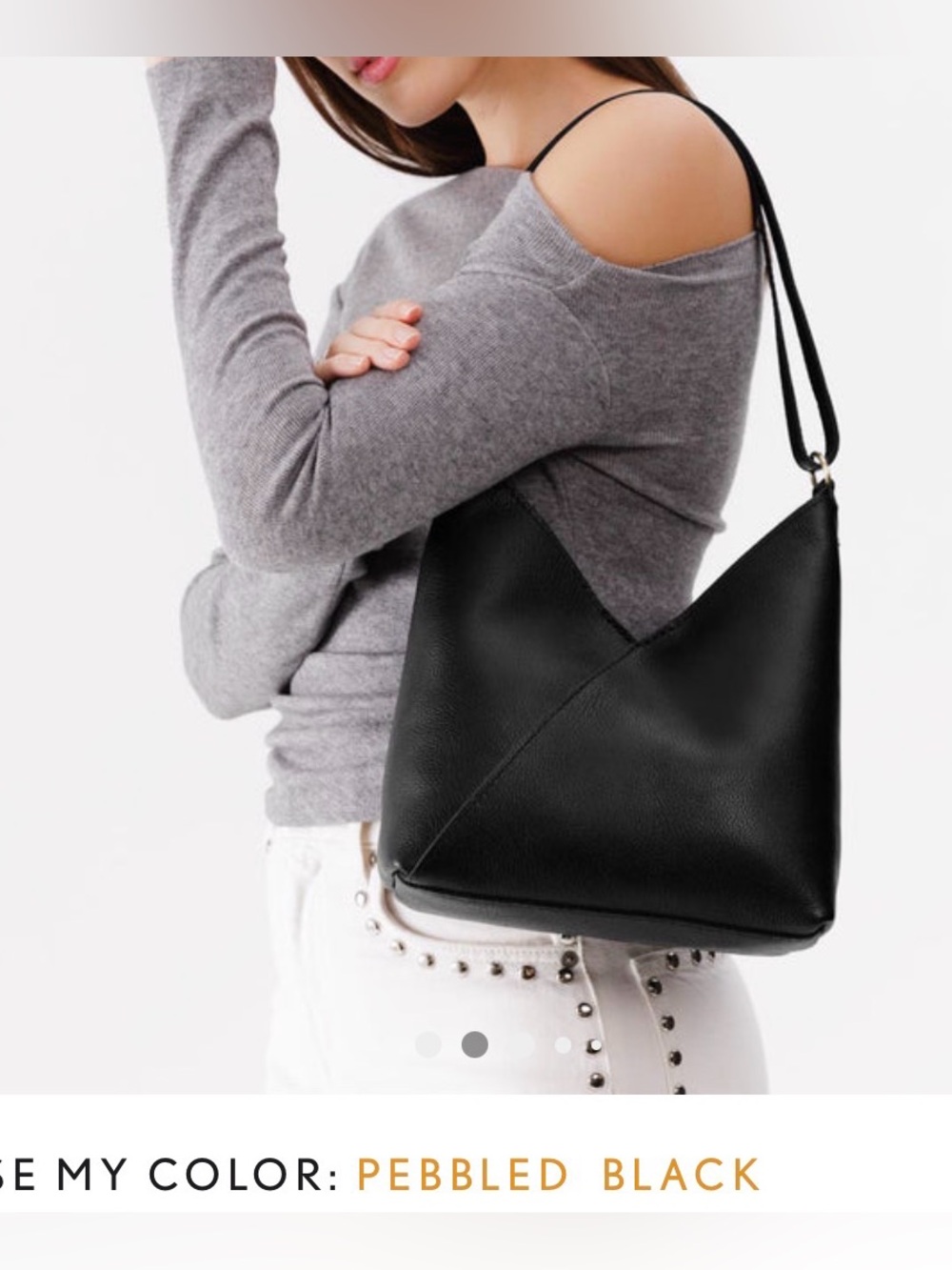Portland Leather Pebbled Black Naomi Shoulder Bag - Small - Picture 2 of 12